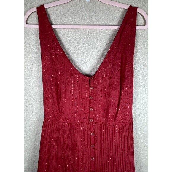 House Of Harlow X Revolve Red Metallic Halter Open Back Maxi Front Slit Button S - Picture 13 of 14